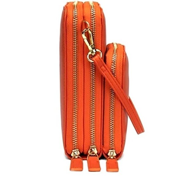 Small Crossbody Purse Cell Phone Bag Orange Purse Handbag Credit Card Slots - Picture 11 of 15